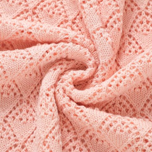 Cotton Cellular Baby Blanket Knitted Swaddle Crib Nursery Receiving Blankets for Newborn Boy Girl 40 x 30 Inch Pink in Kuwait