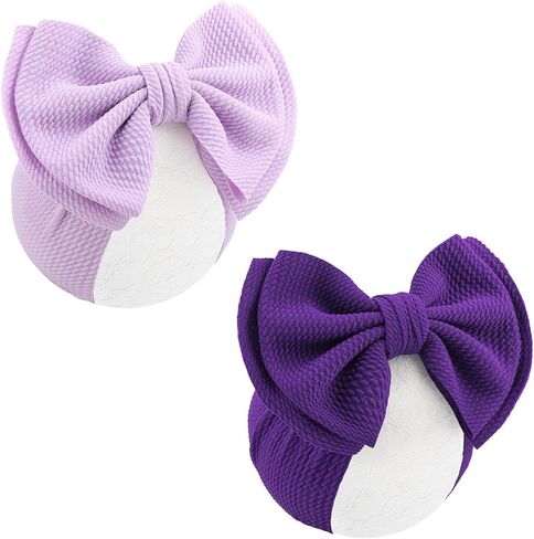 YanJie Super Durable Soft Knot Headbands with Hair Bows Infant Toddlers Kids Hair Accessories Violet Purple Headband for Newborn Baby Girls in Saudi Arabia
