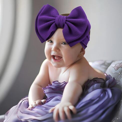 YanJie Super Durable Soft Knot Headbands with Hair Bows Infant Toddlers Kids Hair Accessories Violet Purple Headband for Newborn Baby Girls in Saudi Arabia