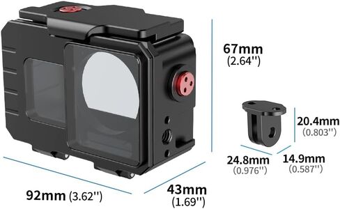 80M Waterproof Camera Dive Case with 1/4 Screw Hole & Cold Shoe, Underwater Diving Protective Housing Shell Compatible with Action5Pro/4/3 (2-Card Mount Base) in Kuwait