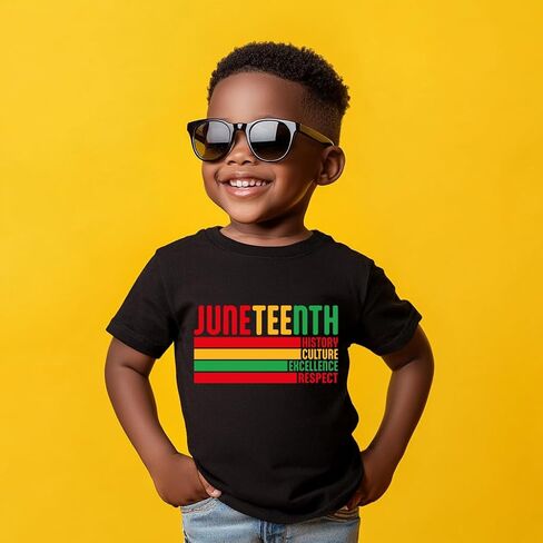 قميص Juneteenth الصغير-قمصان Juneteenth للأطفال ، قميص 2T-8T أقصى بأكمله للبنين والبنات in Kuwait