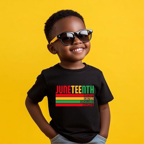 قميص Juneteenth الصغير-قمصان Juneteenth للأطفال ، قميص 2T-8T أقصى بأكمله للبنين والبنات in Kuwait