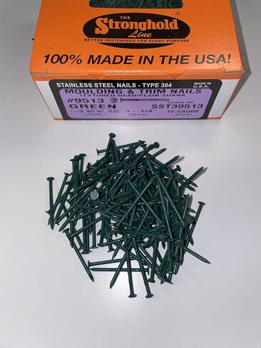 Eagle 1 Smooth Shank 304 Painted Stainless Steel Aluminum Fascia Cover and Siding Nails -1lb Boxes, 1.25 inch, about 600 nails per box (1LB GREEN) in Saudi Arabia
