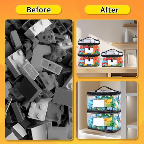 4 Pack Toy Storage Bags, Resealable Mylar Bags with Name Tag & Manual Pocket, Waterproof Transparent PVC Toy Organizer Case for Legos, Puzzles, Board games.(Black, 9.45x6.70x5.12 Inch) in Saudi Arabia