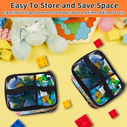 4 Pack Toy Storage Bags, Resealable Mylar Bags with Name Tag & Manual Pocket, Waterproof Transparent PVC Toy Organizer Case for Legos, Puzzles, Board games.(Black, 9.45x6.70x5.12 Inch) in Saudi Arabia