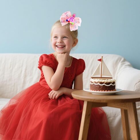 6th Birthday Hair Bow for Girls, Hot Pink Hair Clips Hair Accessories for Girls 1 2 3 4 5 6 Years Birthday Party Supplies Decorations in Saudi Arabia