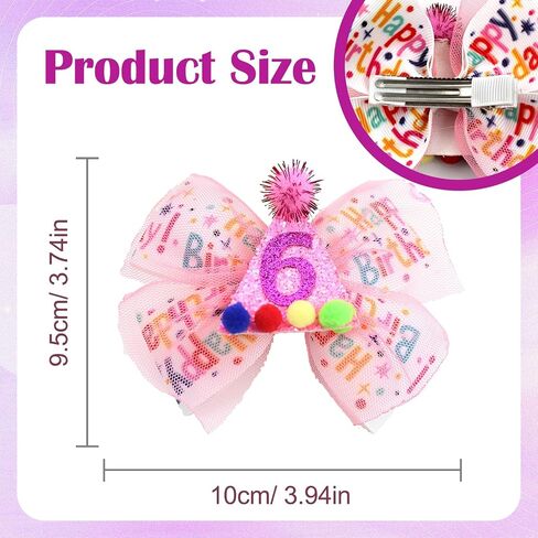 6th Birthday Hair Bow for Girls, Hot Pink Hair Clips Hair Accessories for Girls 1 2 3 4 5 6 Years Birthday Party Supplies Decorations in Saudi Arabia