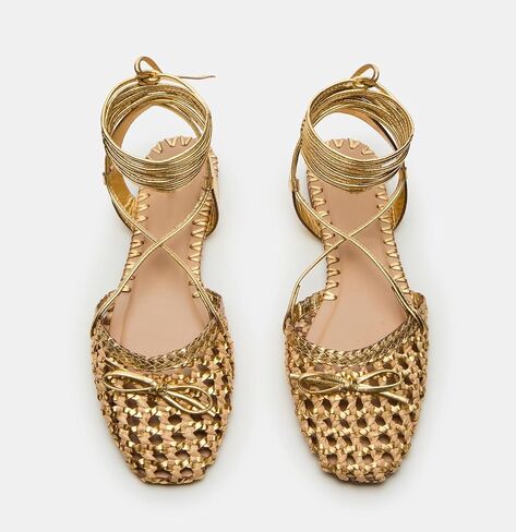 Woven Ballet Flats for Women Lace Up Closed Square Toe Summer Flats Shoes in Kuwait