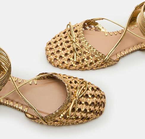 Woven Ballet Flats for Women Lace Up Closed Square Toe Summer Flats Shoes in Kuwait