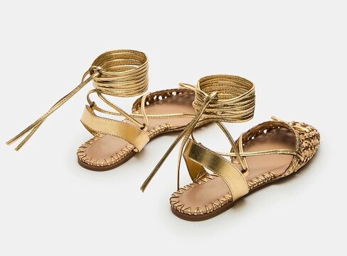 Woven Ballet Flats for Women Lace Up Closed Square Toe Summer Flats Shoes in Kuwait