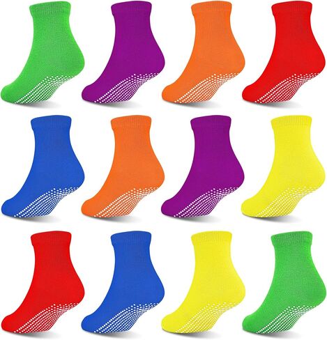 GRPSKCOS TODDLER NON SLIP SABHS 12 أزواج الفتيات قبضة الجوارب المضادة للزلاجات للفتيات 1-7 سنوات in Kuwait