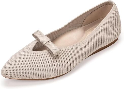 Frank Mully Women's Knitted Flats with Bow Pointed Toe Ballet Shoes Soft Fabric Ballerina Dressy Flats for Women in Kuwait