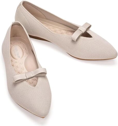Frank Mully Women's Knitted Flats with Bow Pointed Toe Ballet Shoes Soft Fabric Ballerina Dressy Flats for Women in Kuwait