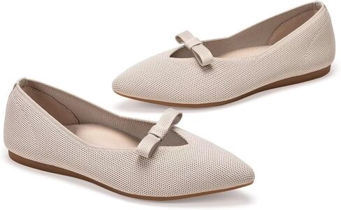 Frank Mully Women's Knitted Flats with Bow Pointed Toe Ballet Shoes Soft Fabric Ballerina Dressy Flats for Women in Kuwait