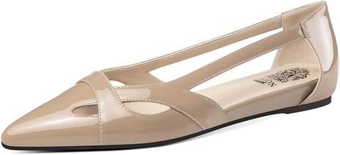 TinaCus Patent Leather Women's Pointed Toe Handmade Pierced Design Stylish Flat Shoes in Kuwait