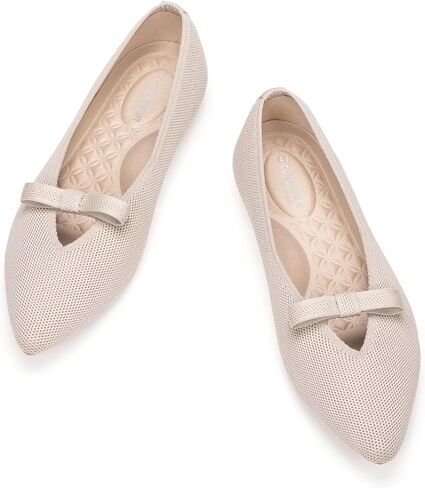 Frank Mully Women's Knitted Flats with Bow Pointed Toe Ballet Shoes Soft Fabric Ballerina Dressy Flats for Women in Kuwait
