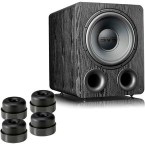 SVS PB-1000 Pro Ported 12-Inch Subwoofer Bundle SoundPath Subwoofer Isolation System (4-Pack) - Black Ash