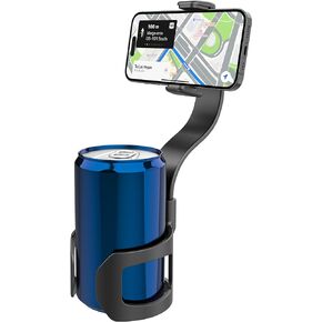 APPS2Car حامل الأكواب حامل الهاتف للسيارة 2 في 1 زجاجة صغيرة للمشروبات ودية ارتفاع قابل للتعديل ذراع طويل تشغيل بيد واحدة لهاتف iPhone Samsung