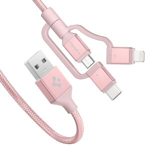 Spigen DuraSync 3 in 1 Universal Charger Cable, Micro USB/Lightning/USB C adapters [MFi Certified], 4.9ft Premium Braided Multi Charging Cable for iPhone 12/Pro/Max/Mini/SE/iPad/Galaxy/Pixel & More