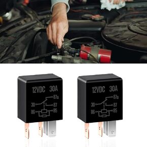 2 PCS 5 Pin 30A Car Multi Relay, Waterproof Nylon Car Heavy Duty Relay, Universal Detachable Car Starter Relay Replacement Accessories (Black)