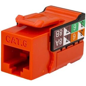 CAT6 RJ45 Keystone Jack, V-Max Series - Orange Color - (50 pack)