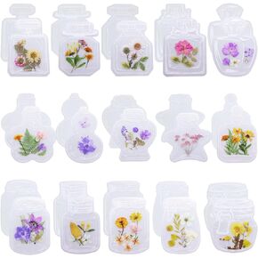 Dried Flower Bookmarks Penta Angel 30Pcs Bottle Shape Handmade DIY Clear Pressed Floral Page Markers Clips for Student Reading (Mixed Styles)