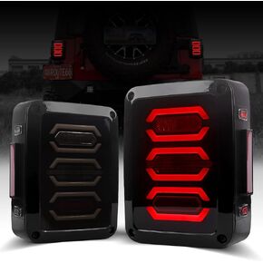 LED Tail Lights for Jeep Wrangler JK JKU 2007-2018, [DOT Approved] [Smoked Lens] [Plug n Play] Jeep JK Accessories Gen4 Devil's Eye Smoked