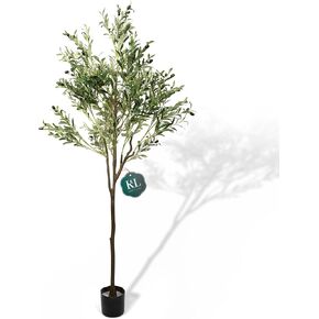 Knot & Leaf Artificial Olive Tree 6ft Tall - Realistic Artificial Indoor Plant with Two-Tone Leaves, Purple Olive Fruits & Inner Wired Metal Branches - Potted Faux Olive Tree for The Home or Office in Saudi Arabia