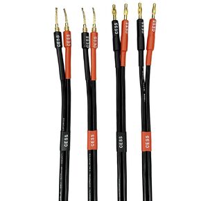 CESS-277-6f Spring Clips Braided-Type Pin Banana Plug to Standard-Type 4mm Banana Plug Speaker Cable, 12 Gauge 680 Strand Count Super Soft Silicone Wire (6 FEET)