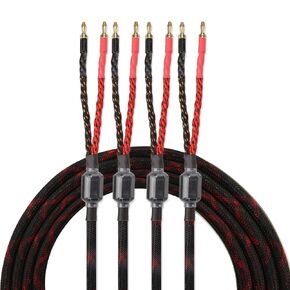 Tertullus 1 Pair HiFi OFC Braid Speaker Cable with Banana Plug to Banana Plugs for Speaker Amplifier Home Theater Concerts,KTV (3M)