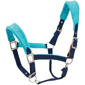 Fleece Cushion Breakaway Halter - Size:Horse Color:Navy/Turquoise