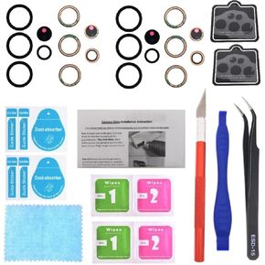 2 Sets PHONSUN Rear Camera Lens Glass Replacement for Samsung Galaxy S22 Ultra SM-S908U S908U1 S908 with Pre-Attached Adhesive/Installation Tool Kit/Instruction/Free Soft Camera Lens Protector Film