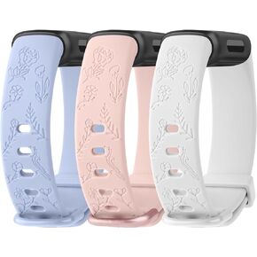 Meliya Compatible with Fitbit Inspire 3 Bands for Women Men, Floral Engraved Silicone Straps Replacement Wristband for Fitbit Inspire 3 Fitness Tracker