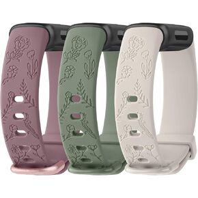 Meliya Compatible with Fitbit Inspire 3 Bands for Women Men, Floral Engraved Silicone Straps Replacement Wristband for Fitbit Inspire 3 Fitness Tracker in Kuwait
