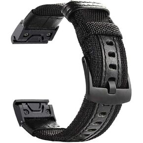 Fenix 5/Fenix 6 Watch Band, 22mm Quick Easy Fit Nylon Durable Wristband Strap for Garmin Fenix 5/5 Plus,Fenix 6,Instinct,Quatix 5, MARQ,Forerunner 935/945,Fit Wrist 6.3-8.66inch (Black)