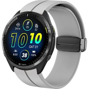 Compatible Garmin Forerunner 965 Bands, Soft Silicone Magnetic Buckle Sport Wristband Replacement Straps Compatible for Garmin Forerunner 965 / Forerunner 265 46 MM Smartwatch