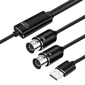 XMSJSIY MIDI to USB C Type-C Interface Cable Adapter 5 Pin MIDI to Type-C Input&Output Adapter Cord Converter for Piano Keyboard to PC Mac Laptop with LED Indicator -2M/6.5FT