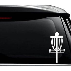 Frisbee Disc Golf Decal Sticker For Use On Laptop, Helmet, Car, Truck, Motorcycle, Windows, Bumper, Wall, and Decor Size- [6 inch] / [15 cm] Tall / Color- Gloss White