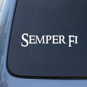 Bargain Max Decals - Semper Fi Marines Sticker Decal Notebook Car Laptop 6" (White)