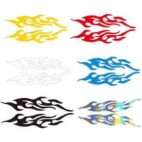 12 Pieces Bike Flame Reflective Decals Helmet Fire Stickers 6 Colors Decorative Stickers Bicycle Stickers and Decals for DIY