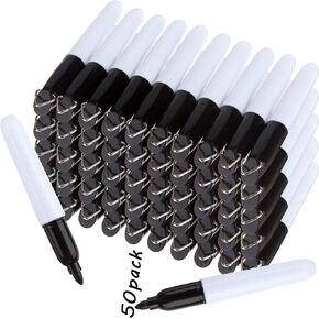 50 Pcs Mini Permanent Markers with Clips Black Golf Ball Marker Pen Ink Pens Dry Erase Markers with Triangle Hook Golf Keychain Clips Badge Black Ink for Office School Outdoor Activities,Fine Point