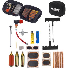 CO2 Tyre Tire Inflator Tire Repair Kit Motorcycle Tire/Tube Flat Repair Kit for Tube and Tubeless Tires Repair,Emergency Tool Kit for ATV Bike
