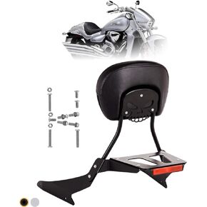 Powersports Sissy Bar with Backrest Luggage Rack for Suzuki Boulevard M109 R with Docking Hardware(Black,Non-Studded)