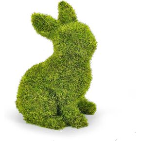 Easter Bunny Decorations,Resin Moss Bunny Figurine,Garden Artificial Moss Rabbit Easter Décor Easter Party Favors Gifts(Small-2pcs)