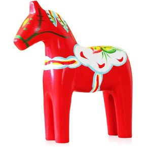 Hand Painted Swedish Wooden Dala Horse Figurine (Red) 6.3" in Saudi Arabia