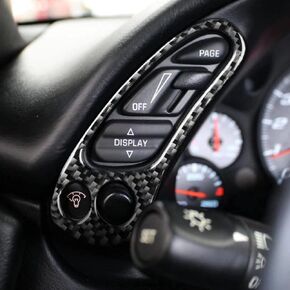 2pc/Set Carbon Fiber Car Interior Accessories Side Speedometer Dashboard Multi-Function Button Frame Cover Trim for Chevrolet Corvette C5 1998-2004(Style A)