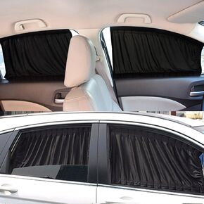 Car Curtains, 2pcs Black Side Window Car Sunshades Sunshade Drape Window Shield for Most of Cars (Black)