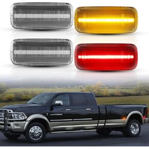 4Pcs LED Fender Side Marker Light Rear Bed side marker Lamp Assembly Compatible for 2010-2017 Dodge RAM 1500 2500 3500 Front/Rear Double Wheel LED Side Marker Lamp Assembly Clear Lens