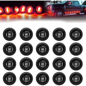 FXC 3/4" Round LED Clearance Indicator Lights Side Front Rear Marker Lights Bullet Running Turn Tail Lights 12V for Pickup Trailer Truck Car Bus RV ATV UTV (20Pcs Amber)