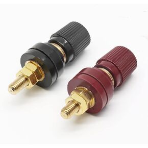 Luomorgo 2 Pcs 3/8" Remote Battery Terminal Stud Battery Power Junction Post Connector Terminal(10mm, Red & Black)